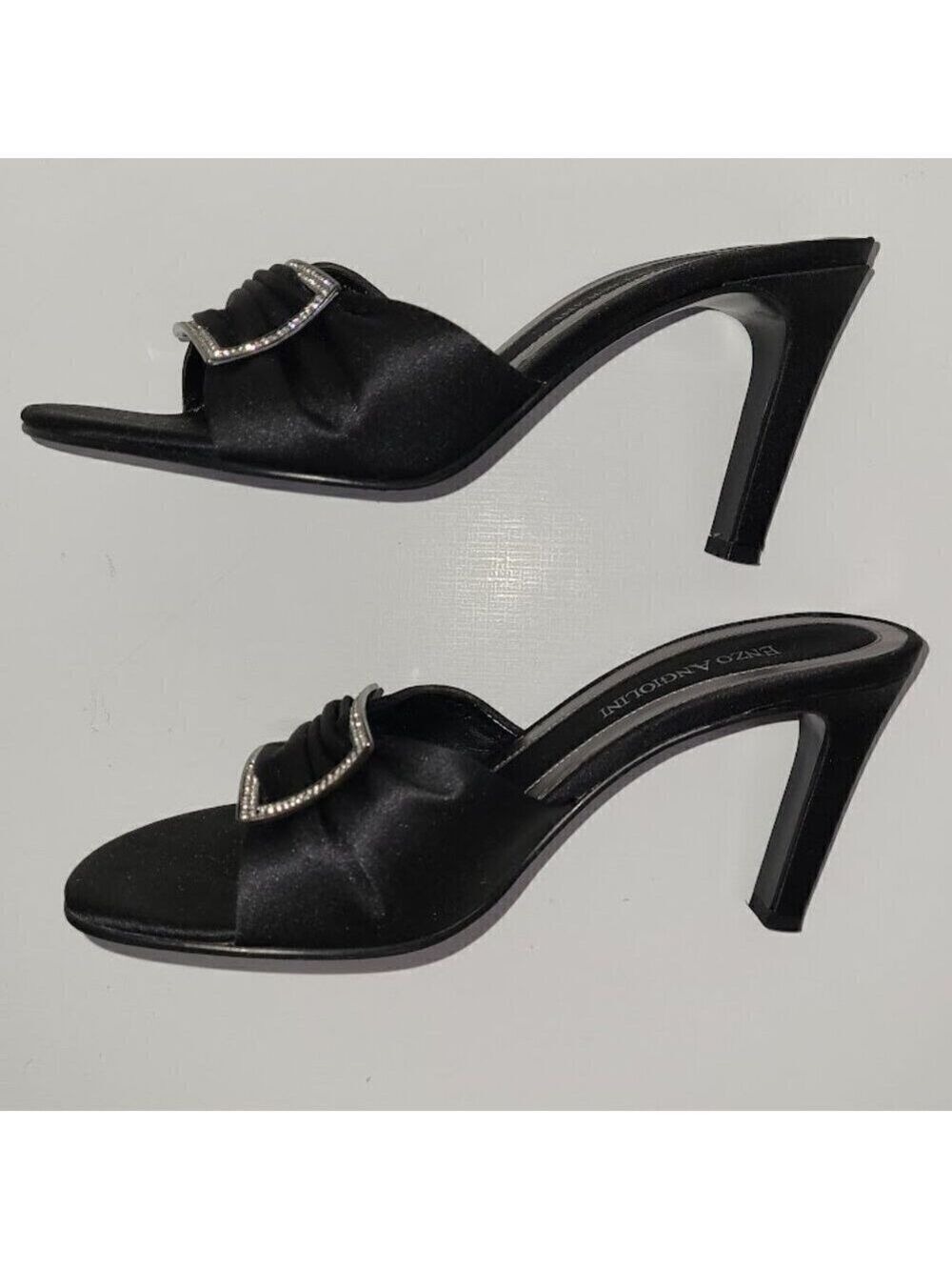 Enzo Angiolini Eamoria Black Fabric Heeled Slide w/Rhinestones Womens Shoes SZ 6 - Picture 8 of 10